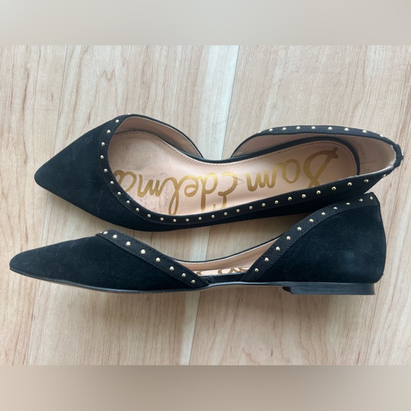 SAM EDELMAN black suede pointed toe flats - Picture 2 of 5